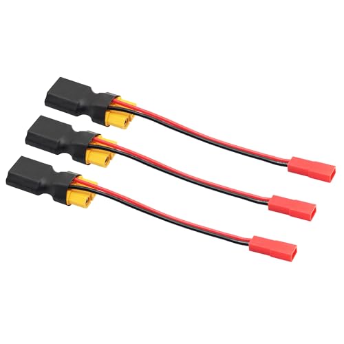 XT60 Connector Adapter with JST Plug 3", 20AWG Cable, Gold-Plated Plug | 3Pcs XT60 Male to Female Connector with JST Female Plug, for RC Lithium Battery Drone Quadcopter etc - style: XT60 Male to Female Connector with JST (Female) - 3Pcs