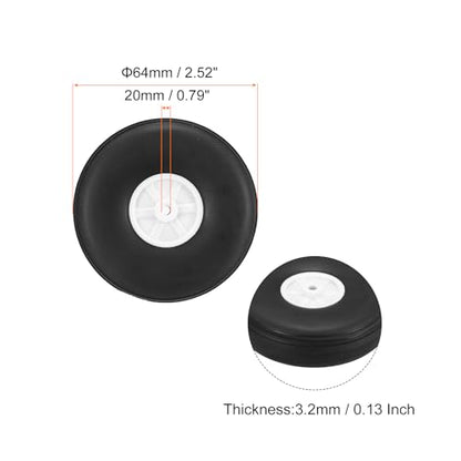 MECCANIXITY 10Pcs RC Airplane Wheels 2.5" OD Aircraft PU Rubber Tire Tail Airplanes Wheel Replacement for DIY Model Plane Helicopter Car - size: 2.5" OD