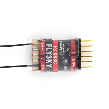 GoolRC Flysky FS-SR8C Receiver, 2.4GHz 8CH Receiver ANT Protocol Dual Antennas Compatible with Flysky FS-ST8 Radio Transmitter for RC Airplanes and Robots