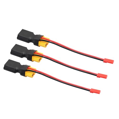 XT60 Connector Adapter with JST Plug 3", 20AWG Cable, Gold-Plated Plug | 3Pcs XT60 Male to Female Connector with JST Male Plug, for RC Lithium Battery Drone Quadcopter etc - style: XT60 Male to Female Connector with JST (Male) - 3Pcs