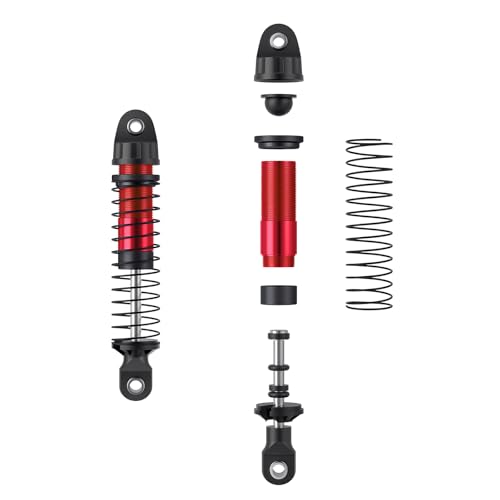 56MM Long Threaded Oil Shock Absorbers 4Pcs Adjustable Red Damper Upgrade Fit TRX4M TRX4MT 1/18 RC Crawler Car