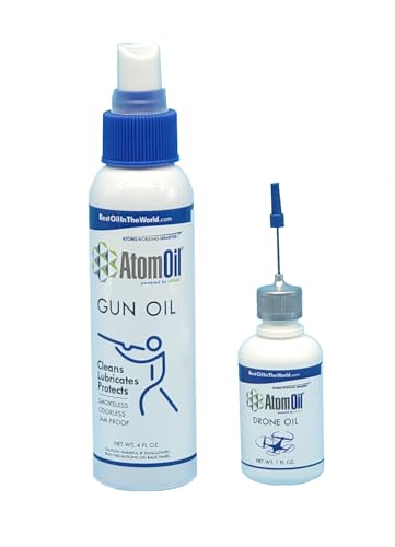 AtomOil Gun and Drone Oil | Cleaner, Lubricant, and Protectant | Multi-Purpose for Drones, RC Cars, & RC Planes - style: Combo (Gun Oil & Drone Oil)