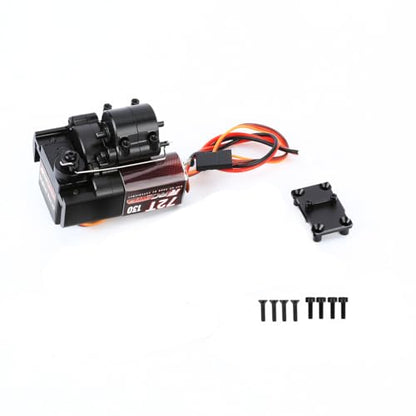 RCAWD SCX24 Motor Transmission 72T 130 Motor 2 Speed Transmission with Gearbox Mount High Torque Motor for Axial SCX24 Wrangler Bronco Gladiator Deadbolt Dodge Power Wagon C10 Upgrade Parts (Black)