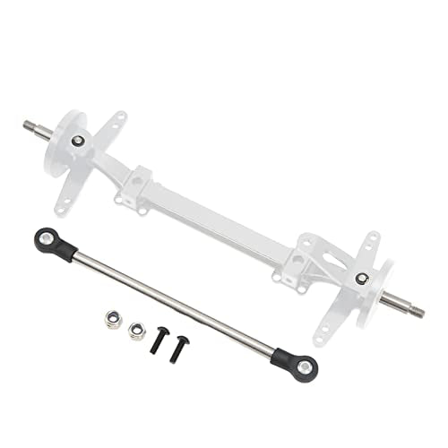 Aluminum Alloy Front Axle and Steering Link Rod Set, Heavy Duty Metal RC Front Steering Axle Kit with Linkage for 1/14 RC Unpowered Tractor Truck (Silver) - color: Silver