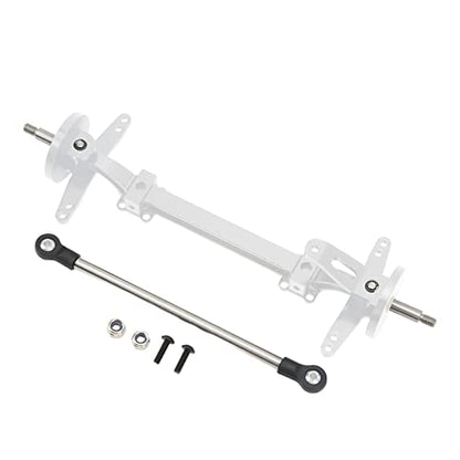 Aluminum Alloy Front Axle and Steering Link Rod Set, Heavy Duty Metal RC Front Steering Axle Kit with Linkage for 1/14 RC Unpowered Tractor Truck (Silver) - color: Silver