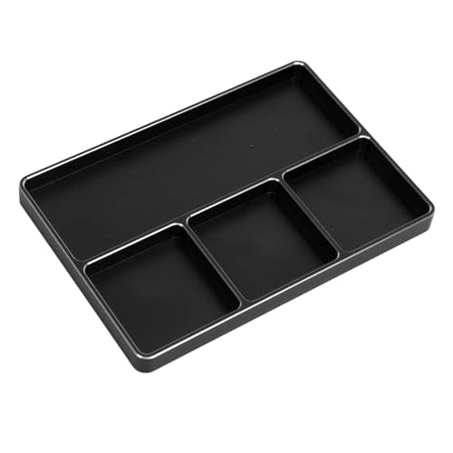 RC Repair Screw Tray, Aluminum Alloy 4 Grids Screw Tray with Magnetic Pad for 1/10 1/8 RC Car Airplanes Helicopters, Durable Tool Tray for Model Screws and Small Parts (Black) - color: Black