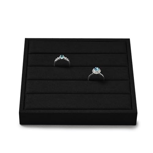 Oirlv Black Microfiber Jewelry Ring Display Stand | Black Microfiber Ring Stand, 5.51"X5.51"X0.79", Grip Rings Tightly, Soft Surface Prevents Scratches, Sturdy Construction - style: P13713