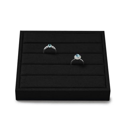 Oirlv Black Microfiber Jewelry Ring Display Stand | Black Microfiber Ring Stand, 5.51"X5.51"X0.79", Grip Rings Tightly, Soft Surface Prevents Scratches, Sturdy Construction - style: P13713