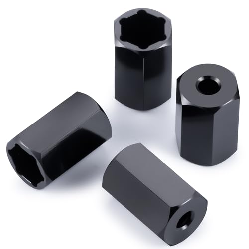 5mm to 7mm Wheel Hex Hubs Adapters +10mm for 1/10 WPL D12 | 4 PCS Adaprter 1/24 SCX24 RC Upgrades Accessories Black