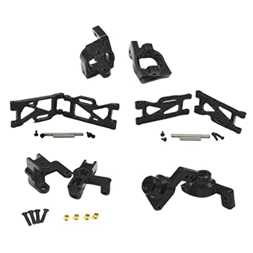 5Pcs 14th RC Car Truck Parts Rear Hub Carriers Set Fits WLtoys 144001 - Upgrade Your Kit with Weight & Aluminum Construction - Perfect for DIY Enthusiasts and - Black, Red - color: Black