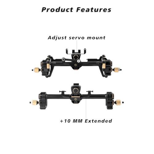 SCX24 Extended Portal Axles +10MM/Side, Front Rear High Clearance Axles for SCX24 Upgrades 1/24 RC Crawler, Extended Axial SCX 24 Axles Housing, More Tough, Durable and Steering Smooth