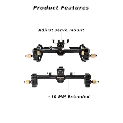 SCX24 Extended Portal Axles +10MM/Side, Front Rear High Clearance Axles for SCX24 Upgrades 1/24 RC Crawler, Extended Axial SCX 24 Axles Housing, More Tough, Durable and Steering Smooth
