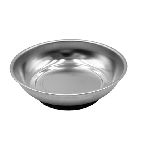 Magnetic Parts Tray, 4" Round Stainless Steel Storage Bowl for Mechanics, Universal Magnetic Tray Holder Organizer Tool for Screw, Socket, Pin, Bolt (4IN) - size: 4IN