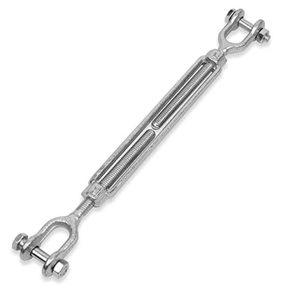 Hot Dipped Galvanized Steel Jaw and Jaw Turnbuckle - Heavy Duty Turnbuckle, 3/8" Threaded Diameter x 12in for Cables Wire Shade Sail Clotheslines - Durable,Weather Resistant - color: 3/8