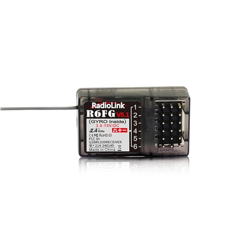 Radiolink R6FG 6 Channels 2.4G RC Gyro Receiver Long Range Control for Car | for Vehicle Drifting/Crawler/Truck/Boat Works with Radio Controller RC4GS V3/RC6GS V3/RC8P/RC8X/T8FB/T8S/T12D/T16D