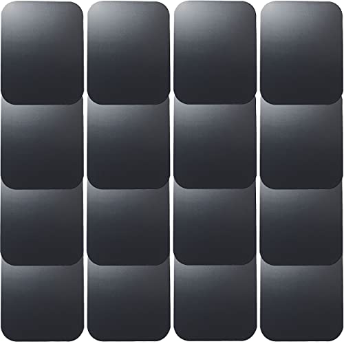 SALEX Replacement Metal Plates Set 16 Pack for Magnetic Car Mount. Kit of 16 Magnets for Back of Phone Case. Black Rectangular Iron Stickers Without Holes Discs. 3M Adhesive Backing Steel Sheets. - color: Rectangular / 16 Pack