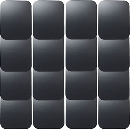 SALEX Replacement Metal Plates Set 16 Pack for Magnetic Car Mount. Kit of 16 Magnets for Back of Phone Case. Black Rectangular Iron Stickers Without Holes Discs. 3M Adhesive Backing Steel Sheets. - color: Rectangular / 16 Pack