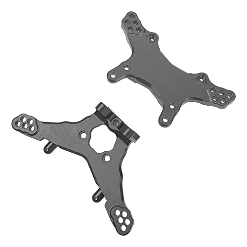 Metal Front & Rear Shock Tower RC Shocks Damper Mount Set Compatible with Losi 1/18 Mini-T 2.0 2WD Stadium RC Truck Hop-Up Parts (Black) - color: Black