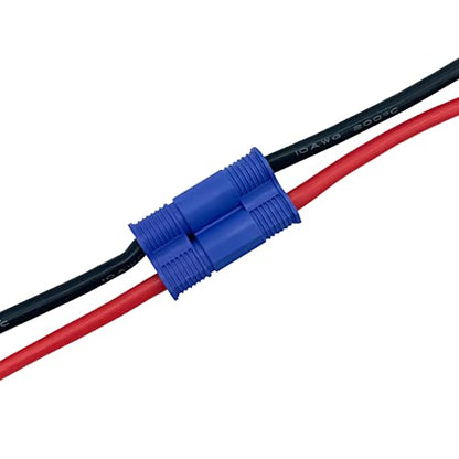 2Pairs EC8 Connector Male & Female Extension Cable with 10AWG 10cm Gauge Silicone Wire for RC Lipo Batteries Cars FPV Drones - style: EC8