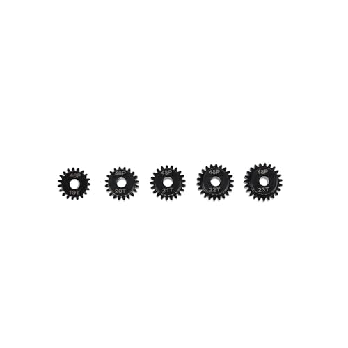 48P Hardened Steel Upgrade Pinion Gear Set: 19T 20T 21T 22T 23T fit 3.175mm (1/8-Inch) RC Motor Shaft (Work with Steel Spur Gear) for RC Cars, Set of 5