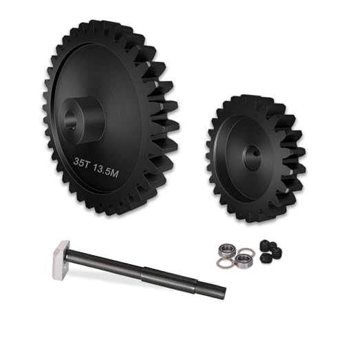 Main Gear 35T M1.5 Shaft with Bearing 45# Steel D-Shaped Hole Spur Gear with 25T Pinon Gear for TRAXXAS-1/5 X-MAXX 6S/8S Monster Truck and 1/6 4WD XRT 8S-78086-4, 1.5 Mod Large Transmission Gear Part - style: 25T + 35T