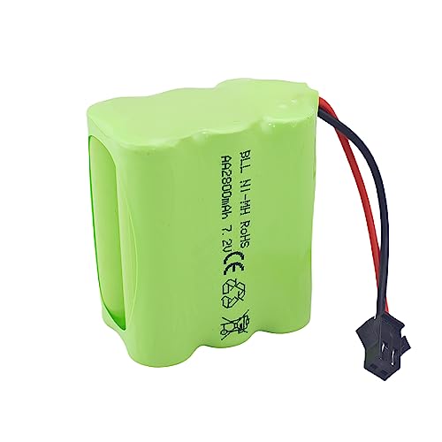AA 7.2V 2800mAh Ni-MH High Capacity Battery with SM-2P Plug and USB Charging Cable for Toy Tank Engineering, Flat Semi-Trailer Trucks, RC Cars Spare Batteries Pack
