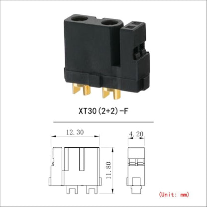 ELFCULB 10pcs Amass XT30(2+2) Female Connectors, Gold Plated for RC UAV Robots (Black) - color: 10pcs XT30(2+2) Female