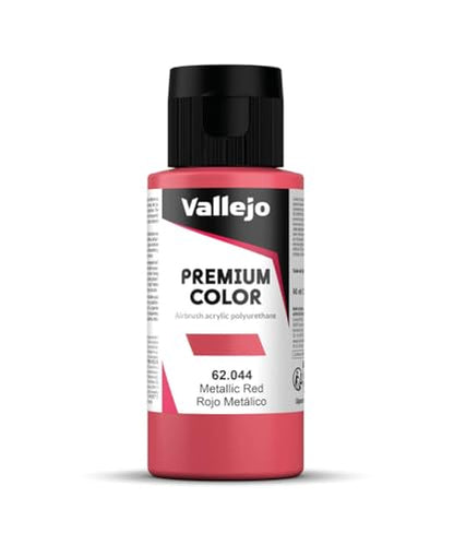 Vallejo - Premium Color RC Metallic Red 2.02 Fl.Oz. (60 ml) for Airbrushing, Acrylic-Polyurethane Hybrid Resin of Great Resistance Paint for Model and Hobby Use - style: Metallic Red