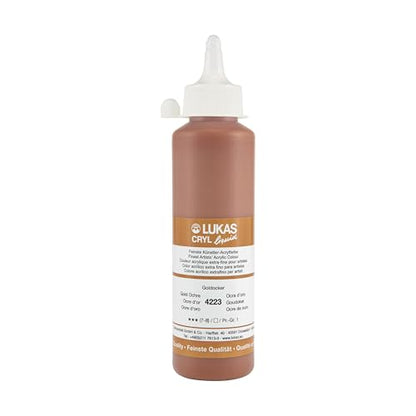 Lukas Cryl Liquid Soft Body Acrylic Paints for Painting - Professional Low Viscosity - 250 ml Bottle Gold Ochre - color: Gold Ochre