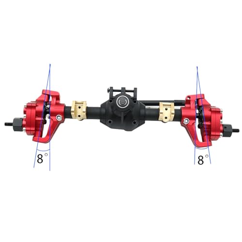 1/10 RC Crawler Aluminum Portal Front and Rear Axle Set for Axial SCX10 II 90046 90047 AR44 – CNC Alloy Axles with Steering Link Upgrade Parts for SCX10 Trucks (Red Set) - color: Red Set