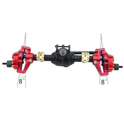 1/10 RC Crawler Aluminum Portal Front and Rear Axle Set for Axial SCX10 II 90046 90047 AR44 – CNC Alloy Axles with Steering Link Upgrade Parts for SCX10 Trucks (Red Set) - color: Red Set