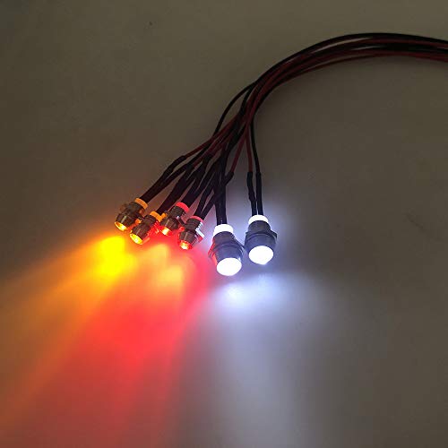 RC Car LED Light Kit, 6 LED Light Set Headlight Taillight for Tamiya D3 SCX10 D90 HSP Kyosho HPI 1/10 1/8 RC Model Car Truck Tank Lighting