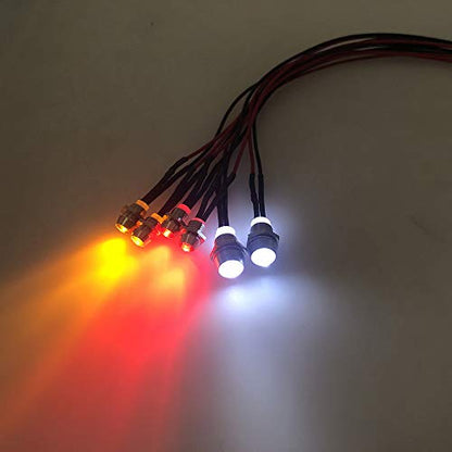 RC Car LED Light Kit, 6 LED Light Set Headlight Taillight for Tamiya D3 SCX10 D90 HSP Kyosho HPI 1/10 1/8 RC Model Car Truck Tank Lighting