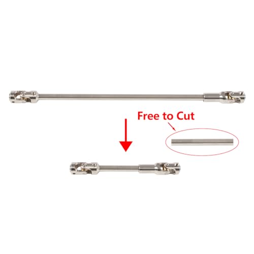 2pcs Steel Driveshaft 68-229mm Cut-to-Length for 1/10 SCX10 RC Crawler | Upgrade your 1/10 crawler with durable universal joint shafts.Severable design fits LCG rigs Capra Chassis.Easy DIY install. - color: 2pcs Silver