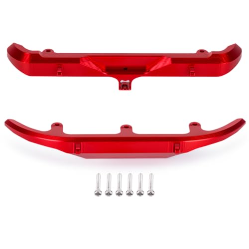 Aluminum Front & Rear Bumper Set for 1/30 Scale RC Crawler Chassis, CNC Upgrade Bumpers with Mounting Screws (Black/Red) (Red) - color: Red