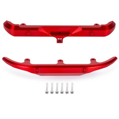 Aluminum Front & Rear Bumper Set for 1/30 Scale RC Crawler Chassis, CNC Upgrade Bumpers with Mounting Screws (Black/Red) (Red) - color: Red