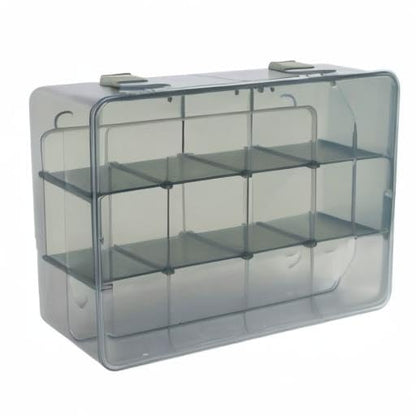 Vidifor 12 Girds Large Plastic Craft Storage Containers, Compartment Storage Container, Parts Storage Box with Adjustable Dividers for Sewing Arts, Washi Tape Batteries Electronics Parts and more - size: 12 Grids (No Printed) 1 Pack