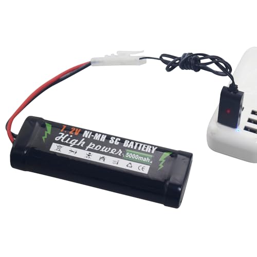 7.2V 5000mAh NiMH KET-2P Plug Battery with USB Charger Suitable for RC Truggy Buggy Tank Racing Remote Control Car Truck