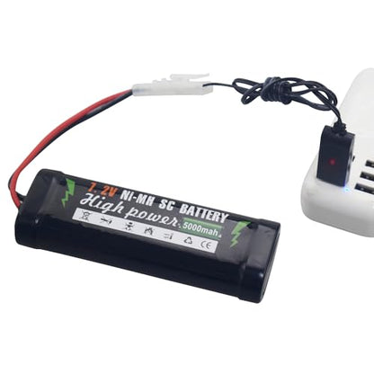 7.2V 5000mAh NiMH KET-2P Plug Battery with USB Charger Suitable for RC Truggy Buggy Tank Racing Remote Control Car Truck