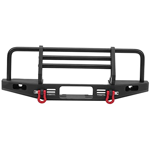 Metal RC Bumper Black Front Bumper with 2 LED Lights Adjustable Mount 3 Brackets and Tow Hooks for 1 10 RC Car for SCX10 90046 Trail Crawler Users