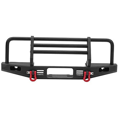 Metal RC Bumper Black Front Bumper with 2 LED Lights Adjustable Mount 3 Brackets and Tow Hooks for 1 10 RC Car for SCX10 90046 Trail Crawler Users