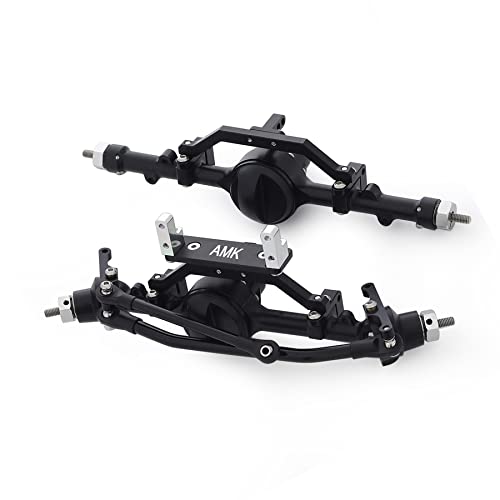 CNC Aluminum Alloy Front Rear Axle Complete Set for 1/10 RC Crawler RC-4WD Gela-nde II TF2 D110 Yo-ta II Axles(Black) - color: Front and Rear Axle