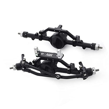 CNC Aluminum Alloy Front Rear Axle Complete Set for 1/10 RC Crawler RC-4WD Gela-nde II TF2 D110 Yo-ta II Axles(Black) - color: Front and Rear Axle