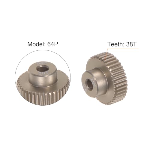 uxcell 64P Pinion Gear Set 3.175mm (1/8") Shaft 36T 37T 38T 39T 40T Aluminum Alloy Motor Gears for 1/10 RC Car (5pcs) - size: 3.175mm (1/8") x 36T 37T 38T 39T 40T