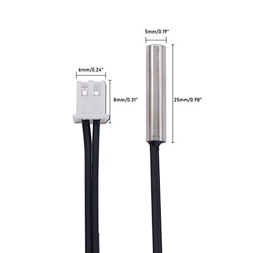 TWTADE 2 Pcs 3M 10K B3950 Thermistor Temperature Sensor,able to Support -25 to 125 Degree Celsius,Sensitive NTC Temperature Sensor Probeprobes has 5 * 25mm Stainless Steel housing NTC-3M-2P - size: 3M