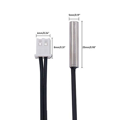 TWTADE 5 Pcs 1M 10K B3950 Thermistor Temperature Sensor,able to Support -25 to 125 Degree Celsius,Sensitive NTC Temperature Sensor Probeprobes has 5 * 25mm Stainless Steel housing NTC-1M-5P - size: 1M