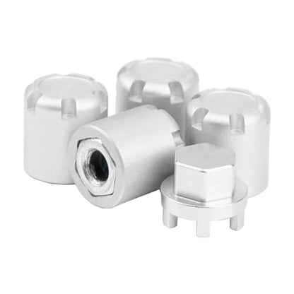 4PCS RC M4 Wheel Hex Nuts with Tools,CNC Aluminum RC Car Dustproof Wheel Rim Center Cap Hub Suit for TRX4 Axial SCX10 Redcar D90 Tamiya Etc 1/10 RC Crawler Car Upgrades (Silver) - color: Silver