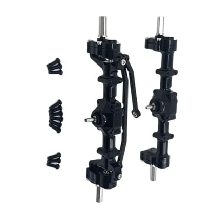 Rc Crawlers Axles Compatible With WPL C14 C24 C34 B14 B24 RC Car Upgrade Modification Part Front Rear Portal Bridge Axle Differential Assembly Kit(Black) - color: Black