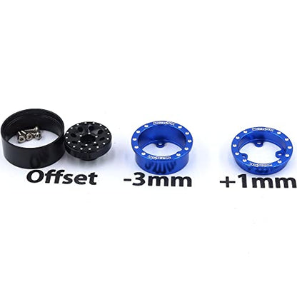Adjustable Offset RC 1.0 Wheels and Tires, 1/24 Tires & Heavy 1.0 beadlock Wheels Blue Black for 1:24 RC Crawler Axial SCX24 90081 AXI00001 & Other 1/24 Crawler Truck, (4-Pack, Assembled) - color: Blue & Black