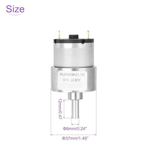 DMiotech Micro DC 12V 600RPM Geared Motor with Bracket Gear Reduction Motors 37mm Diameter Gearbox Micro Speed Reduction for RC Car, Robot Model, DIY Toys - style: 600RPM